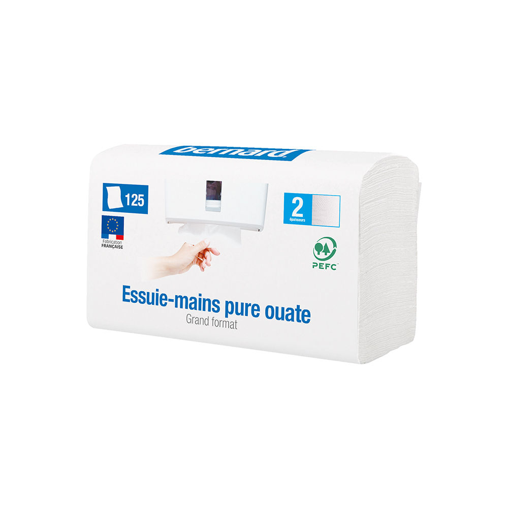 Essuie-mains pliés enchevêtrés Bernard, lot de 15 x 125 soit 1875