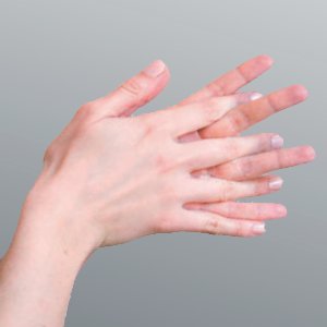 Frotter ses mains au gel hydroalcoolique Frotter les paumes au gel hydroalcoolique