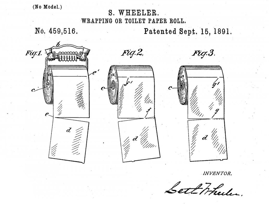 Brevet d'invention du papier toilette en rouleau - Seth Wheeler 1891