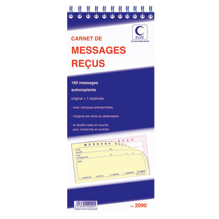Lot de 5 blocs spirales 160 «messages reçus» 32x14cm