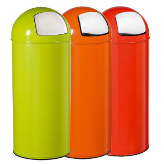 Poubelle Push Rossignol 45L couvercle à trappe, vert, orange, rouge